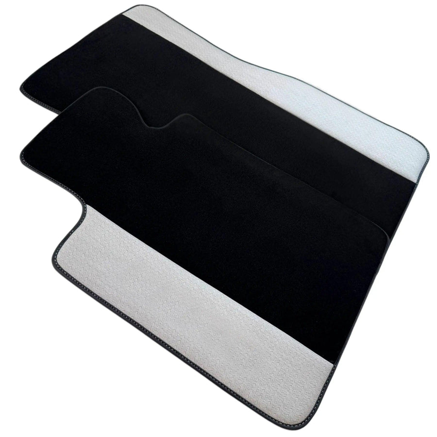 Black Floor Mats for BMW G61 (2023-2026) Touring with Gray Leather Borders