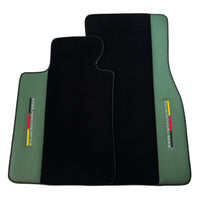 Black Floor Mats for BMW M5 G90 (2023-2026) Sedan with Green Leather ER56 Performance