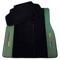 Black Floor Mats for BMW M3 G81 Touring (2022-2026) with Green Leather ER56 Performance