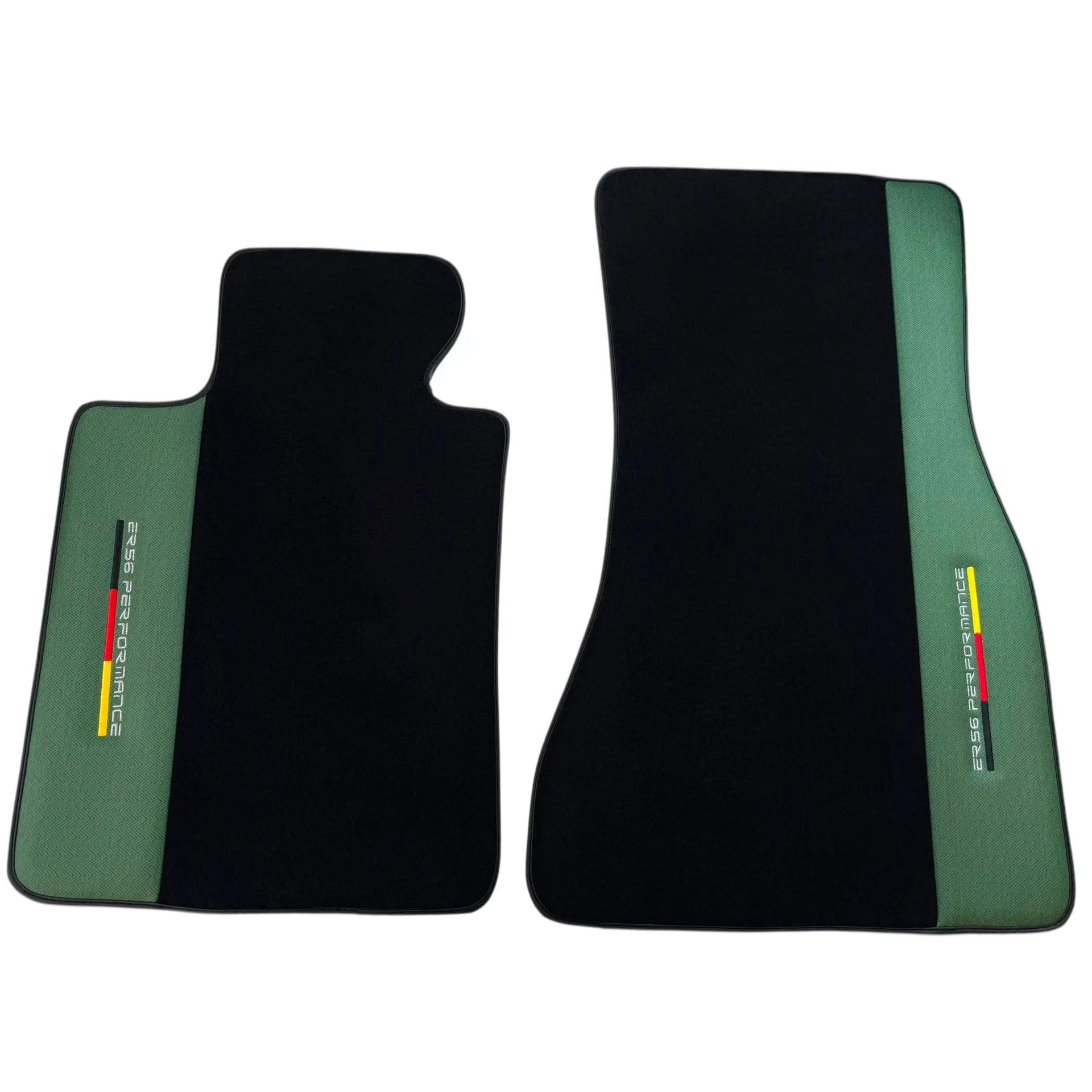 Black Floor Mats for BMW Gran Tourer F46 (2015-2022) 7 Seats with Green Leather ER56 Performance