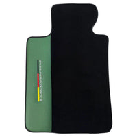 Black Floor Mats for BMW M3 G81 Touring (2022-2026) with Green Leather ER56 Performance