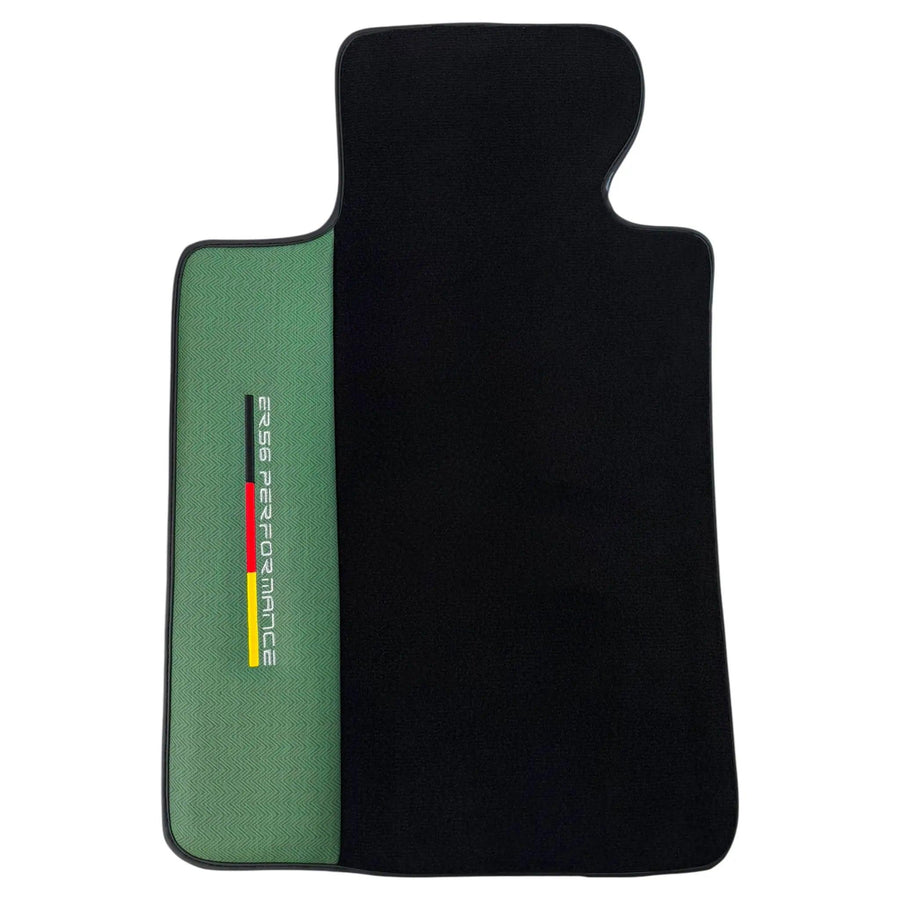 Black Floor Mats for BMW G60 (2023-2026) Sedan with Green Leather ER56 Performance