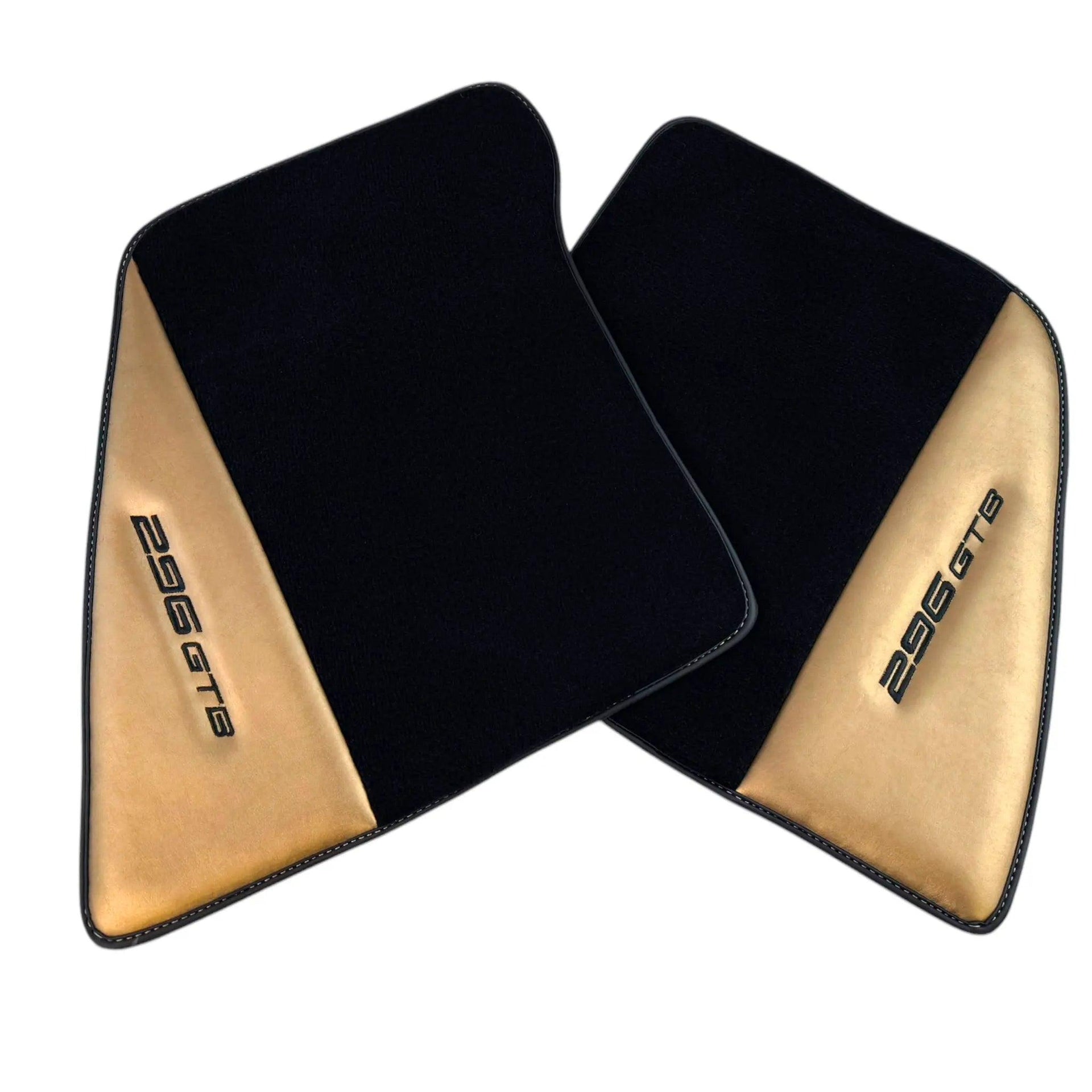 Black Floor Mats for Ferrari 296 GTB (2022-2024) with Gold Leather
