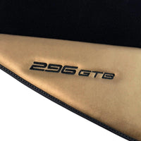 Black Floor Mats for Ferrari 296 GTB (2022-2024) with Gold Leather