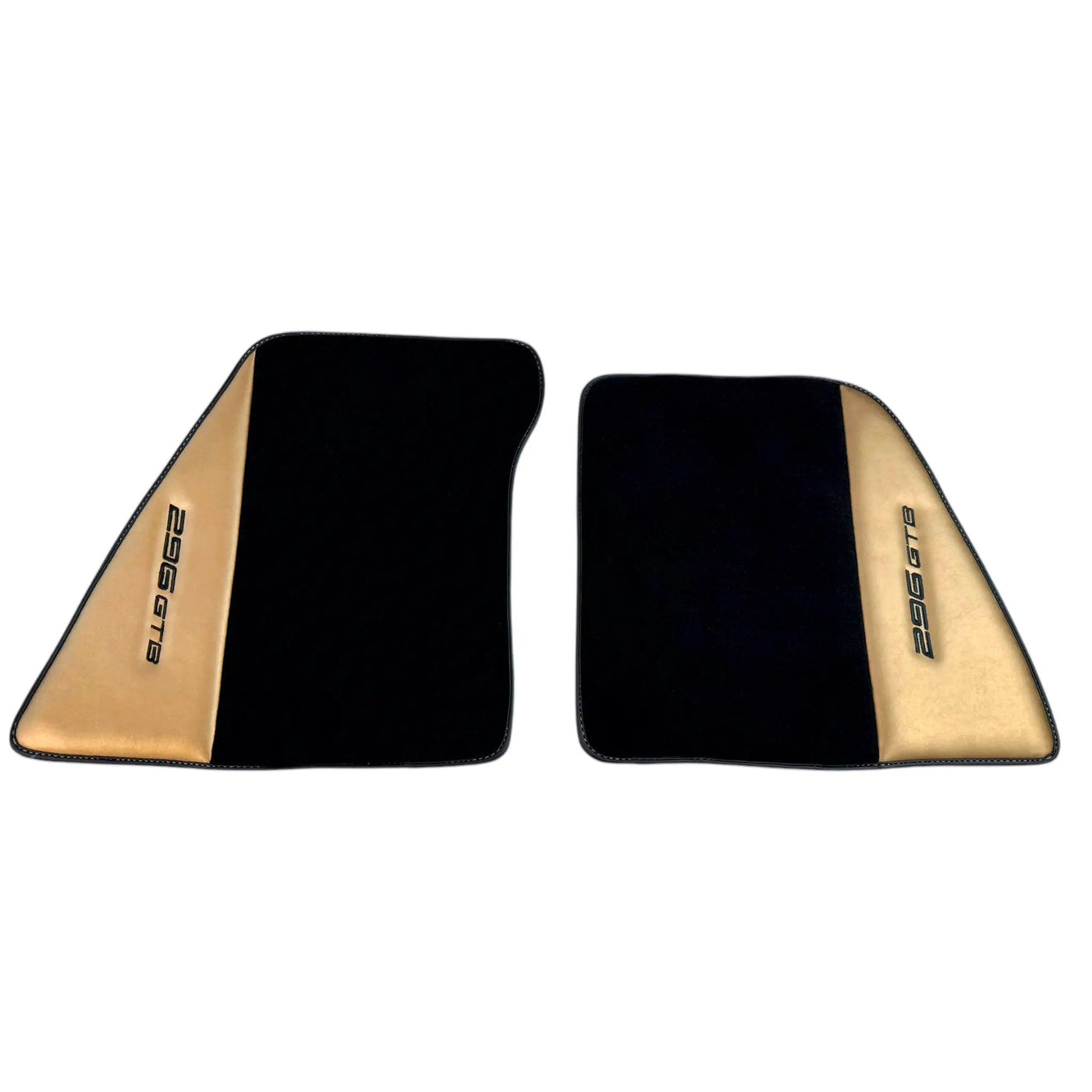 Black Floor Mats for Ferrari 296 GTB (2022-2024) with Gold Leather