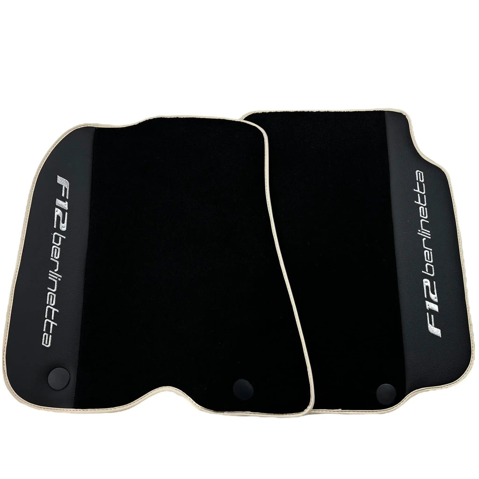 Black Floor Mats for Ferrari F12 Berlinetta (2012-2022) with Leather - AutoWin