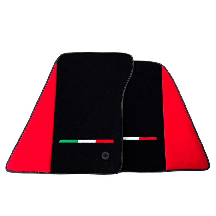Black Floor Mats for Ferrari SF90 Stradale with Red Alcantara Borders | Italian Edition - AutoWin