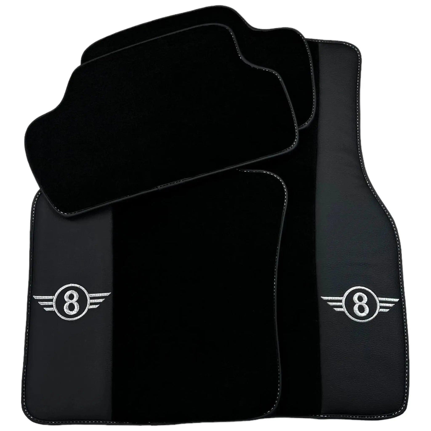 Black Floor Mats for Mini Cabrio F57 Convertible (2016-2023) with Leather - AutoWin
