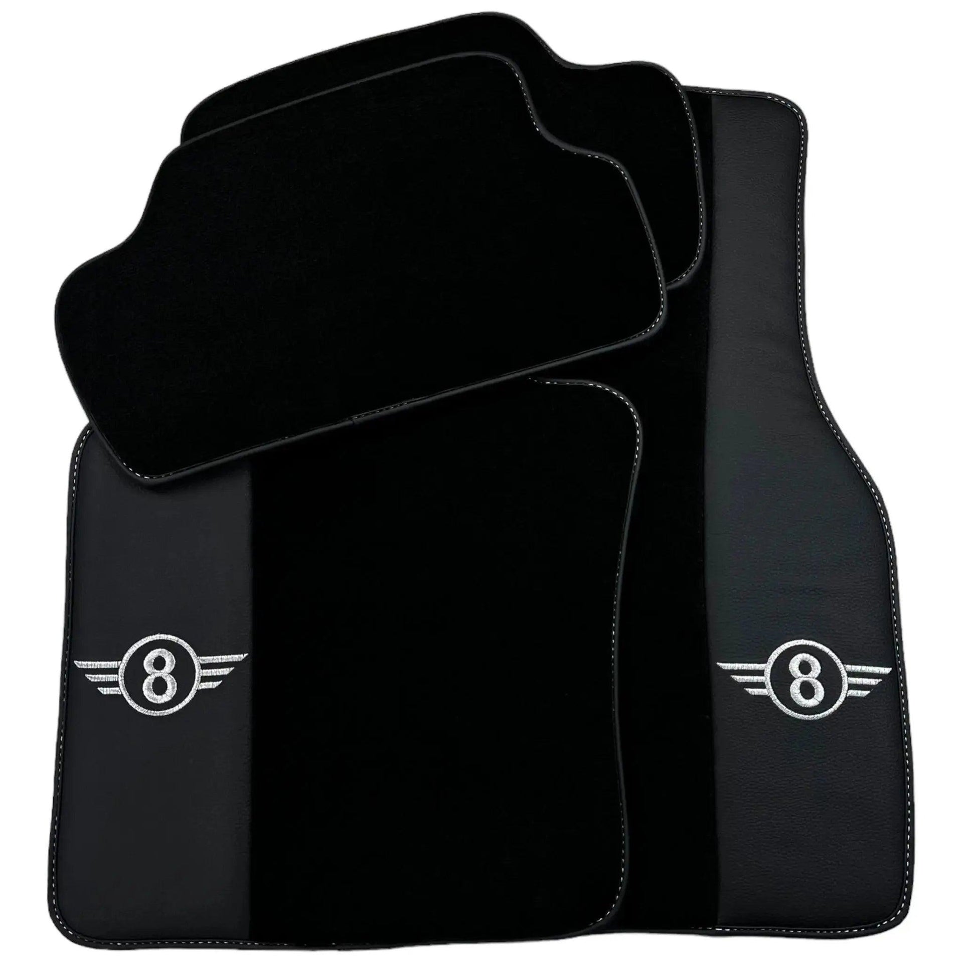 Black Floor Mats for Mini Cabrio F57 Convertible (2016-2023) with Leather - AutoWin