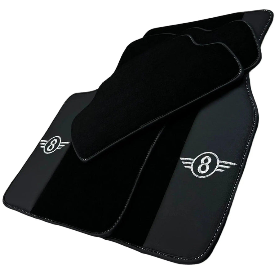Black Floor Mats for Mini Cabrio R52 Convertible (2004-2009) with Leather - AutoWin