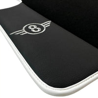 Black Floor Mats for Mini Cabrio R52 Convertible (2004-2009) with Leather | White Trim - AutoWin