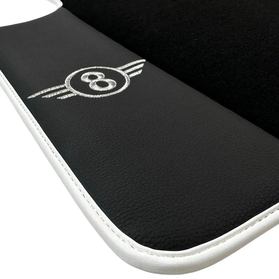 Black Floor Mats for Mini Cabrio R56 Convertible (2009-2016) with Leather | White Trim - AutoWin