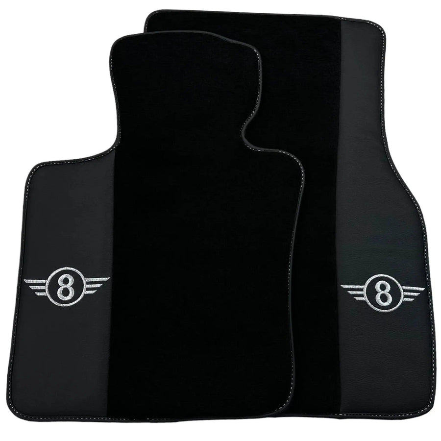 Black Floor Mats for Mini Cabrio R57 Convertible (2009-2016) with Leather - AutoWin