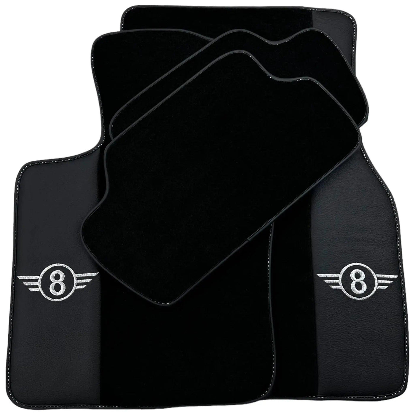 Black Floor Mats for Mini Clubman F54 (2019-2023) with Leather - AutoWin