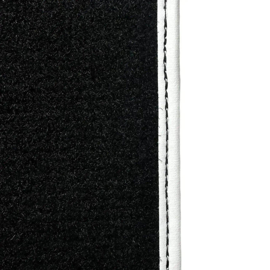 Black Floor Mats for Mini Countryman F60 Hybrid (2020-2023) with Leather | White Trim - AutoWin