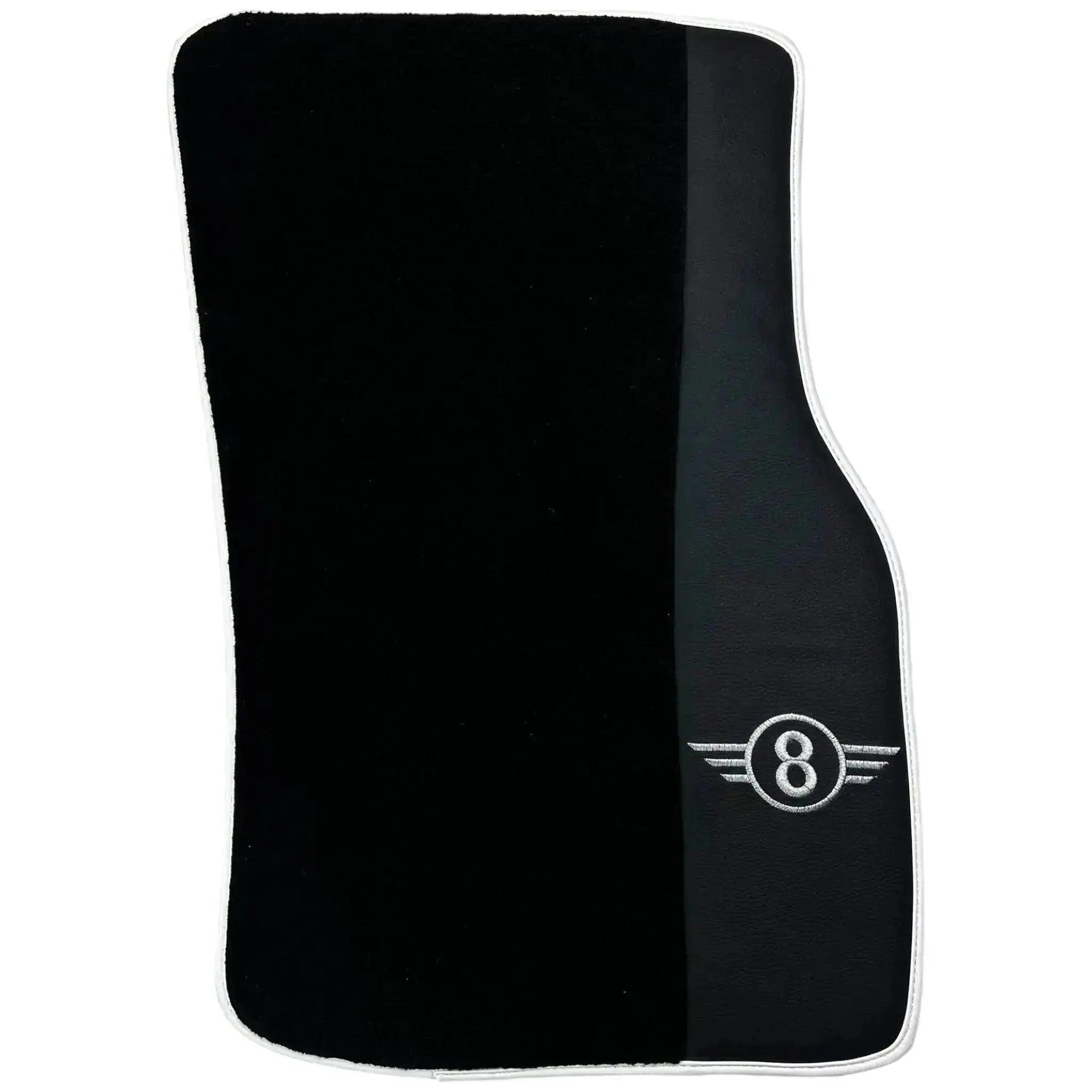 Black Floor Mats for Mini Clubman R55 (2007-2015) with Leather | White Trim - AutoWin