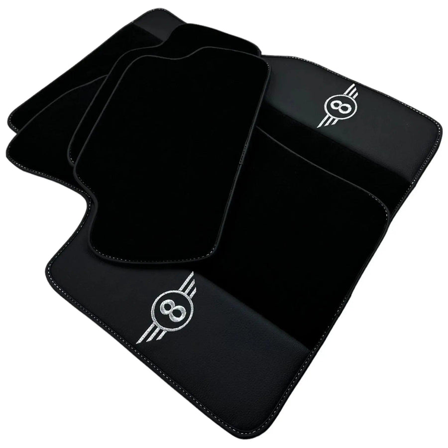 Black Floor Mats for Mini Countryman R60 (2010-2017) with Leather - AutoWin
