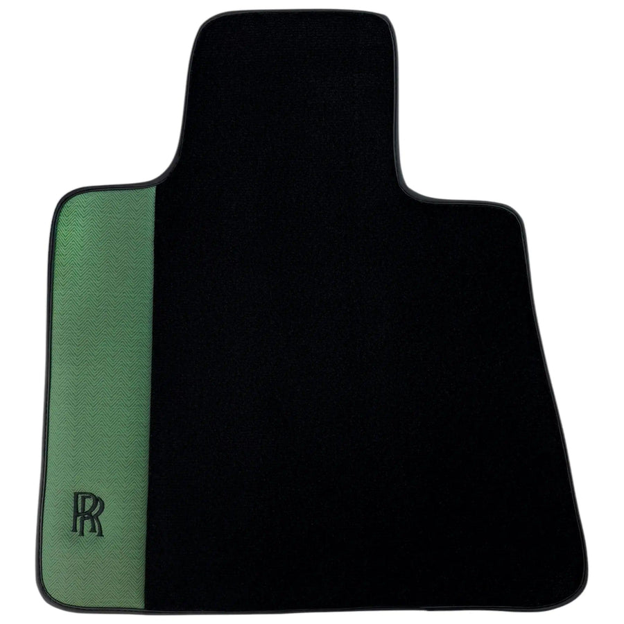 Black Floor Mats for Rolls Royce Cullinan (2018–2025) with Green Leather