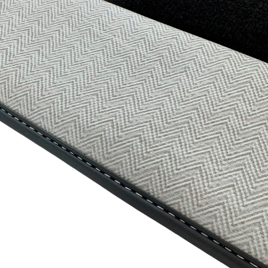 Black Floor Mats for Rolls Royce Dawn (2016-2023) with Gray Leather Borders