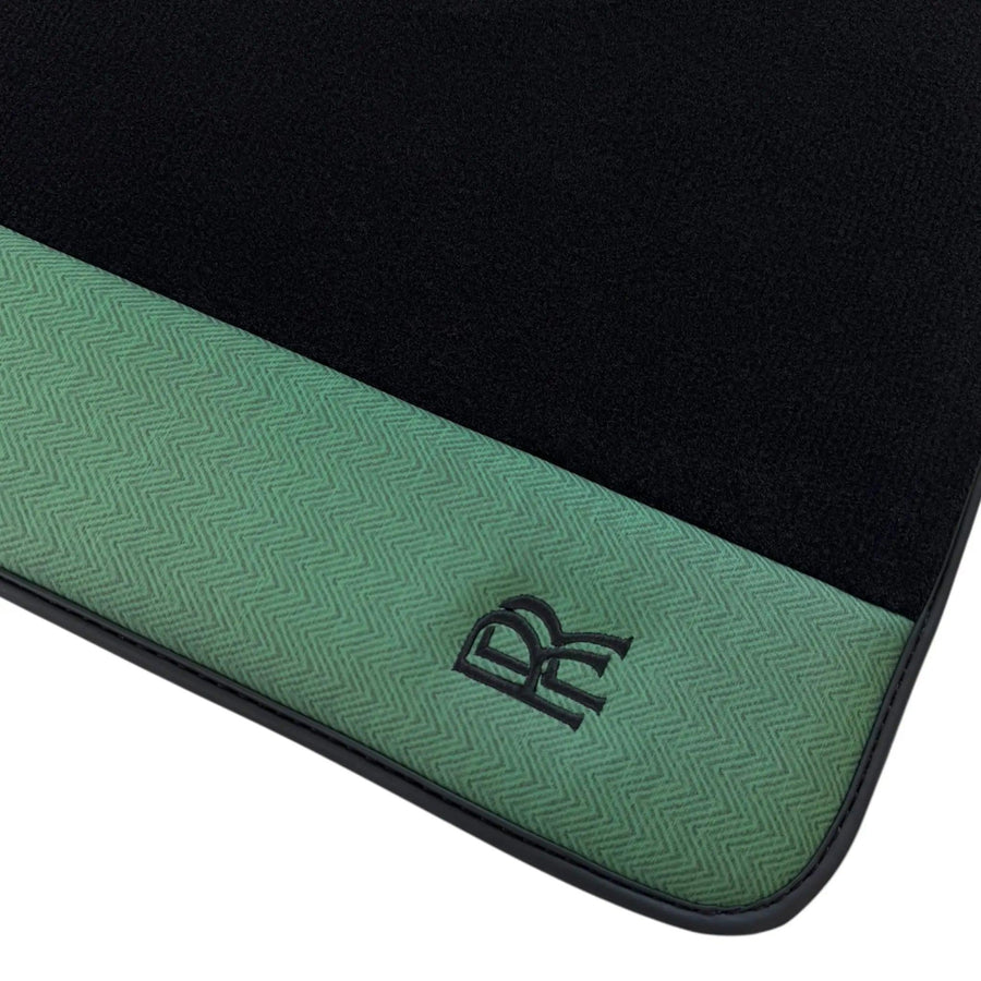 Black Floor Mats for Rolls Royce Ghost Series I (2010-2020) with Green Leather