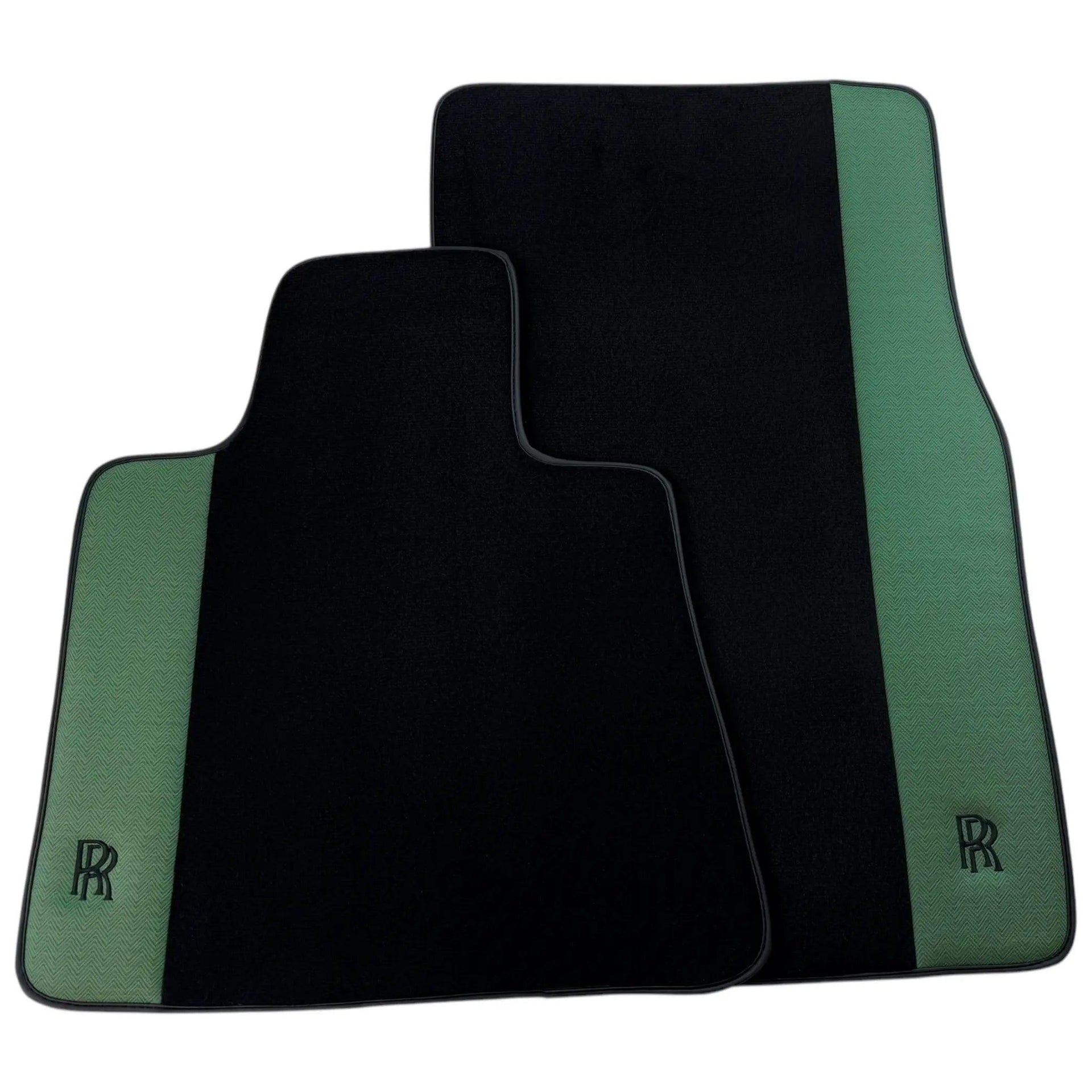 Black Floor Mats for Rolls Royce Ghost Series I (2010-2020) with Green Leather