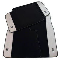 Black Floor Mats for Rolls Royce Ghost Series II (2021-2024) with Gray Leather Borders