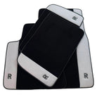 Black Floor Mats for Rolls Royce Phantom Sedan (2003-2016) with Gray Leather Borders