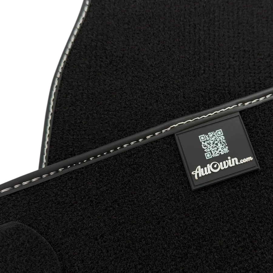 Black Floor Mats for Rolls Royce Spectre (2023-2024) with Gray Leather Borders