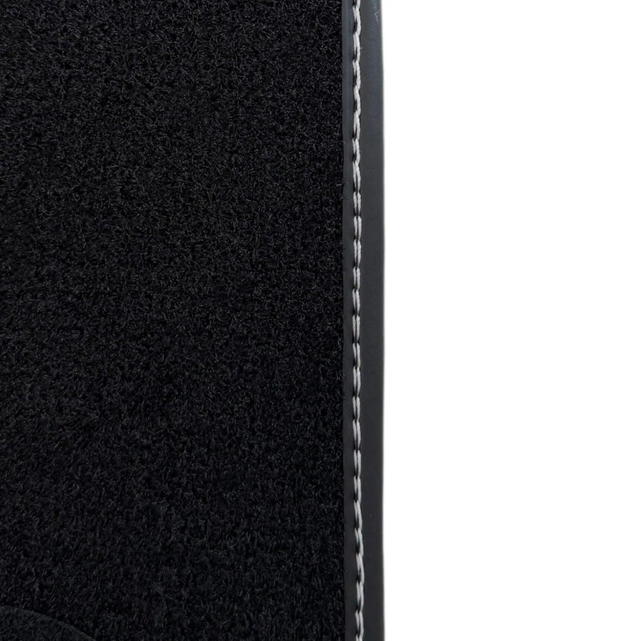 Black Floor Mats for Rolls Royce Wraith (2013–2023) with Gray Leather Borders