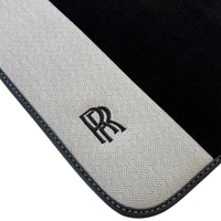 Black Floor Mats for Rolls Royce Wraith (2013–2023) with Gray Leather Borders