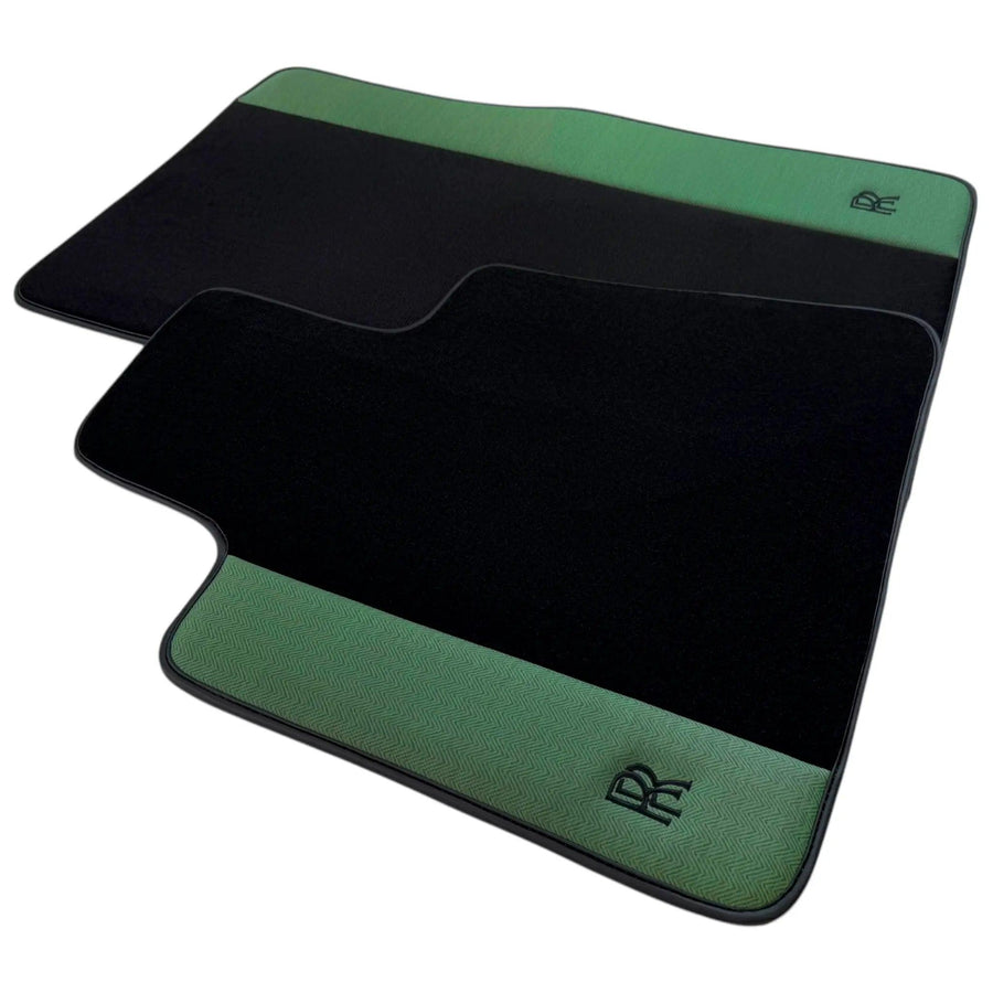 Black Floor Mats for Rolls Royce Wraith (2013–2023) with Green Leather