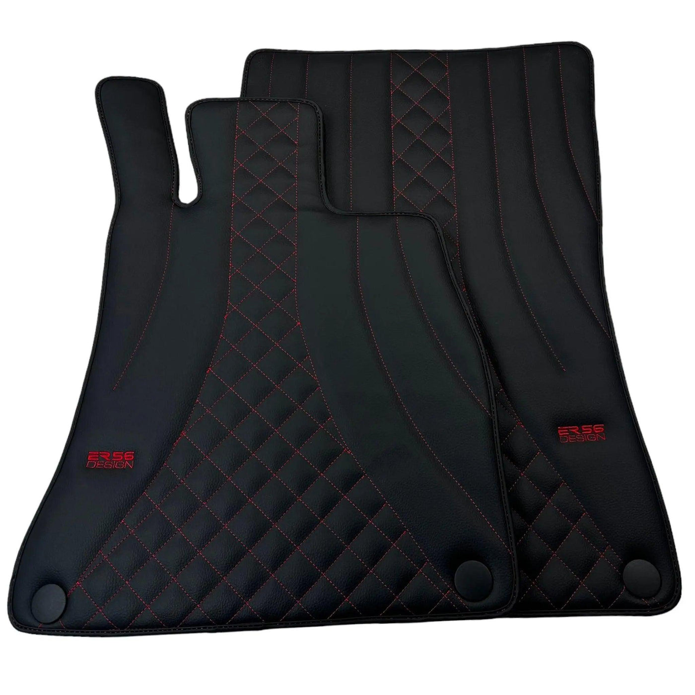 Black Leather Floor Mats For Mercedes Benz A-Class W168 (2001-2004) | ER56 Design - AutoWin