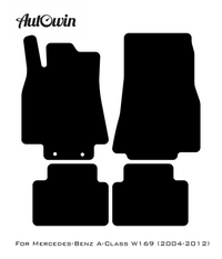 Black Leather Floor Mats For Mercedes Benz A-Class W169 (2004-2012) | ER56 Design - AutoWin