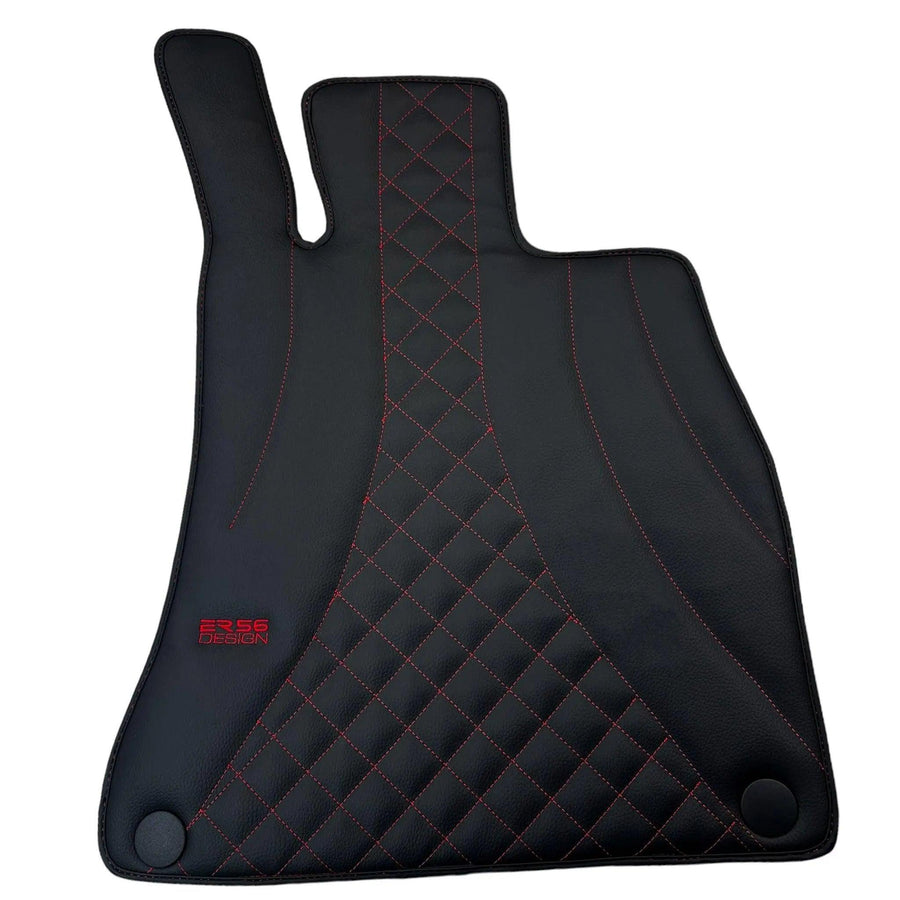 Black Leather Floor Mats For Mercedes Benz E-Class S213 Estate (2020-2023) | ER56 Design - AutoWin