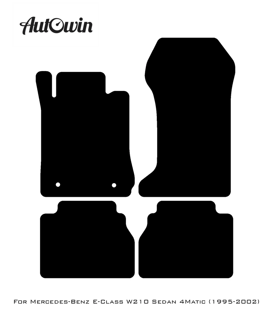 Black Leather Floor Mats For Mercedes Benz E-Class W210 Sedan 4Matic (1995-2002) | ER56 Design - AutoWin