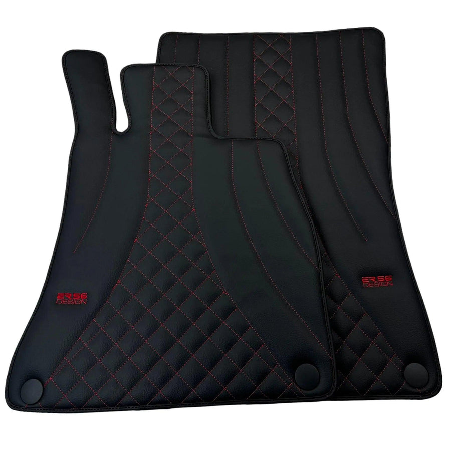 Black Leather Floor Mats For Mercedes Benz EQB-Class X243 (2022-2024) | ER56 Design - AutoWin