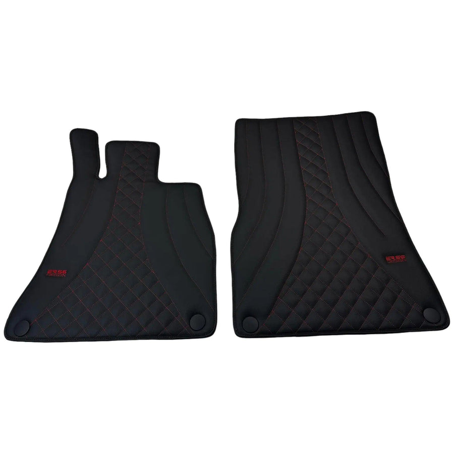 Black Leather Floor Mats For Mercedes Benz EQB-Class X243 (2022-2024) | ER56 Design - AutoWin