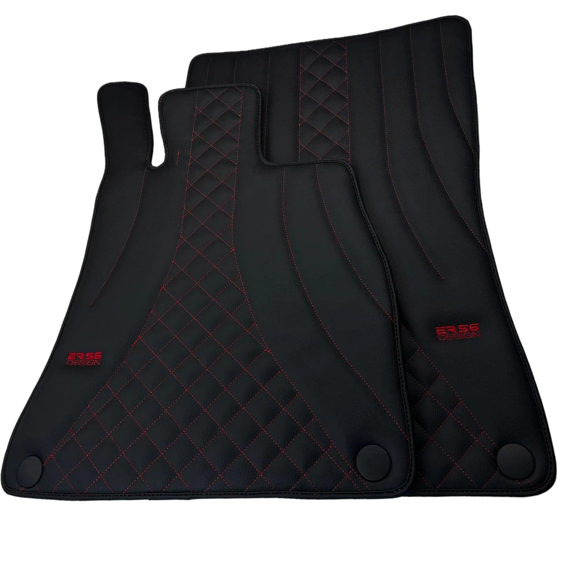 Black Leather Floor Mats For Mercedes Benz GLC-Class X253 SUV (2015-2019) | ER56 Design - AutoWin