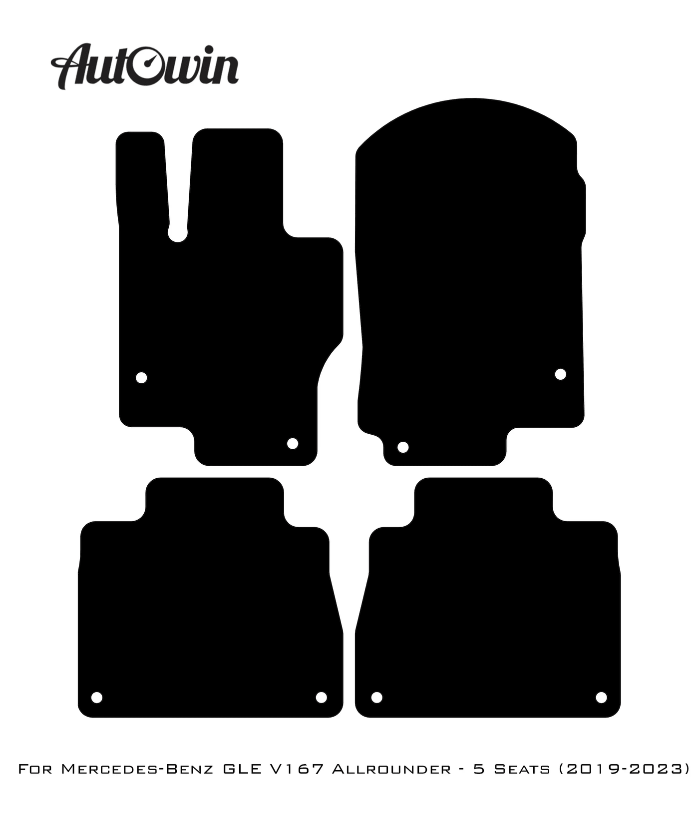 Black Leather Floor Mats For Mercedes Benz GLE-Class V167 Allrounder - 5 Seats (2019-2023) | ER56 Design - AutoWin