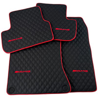 Premium Black Leather Floor Mats for Mercedes CLA C117 (2013-2019)
