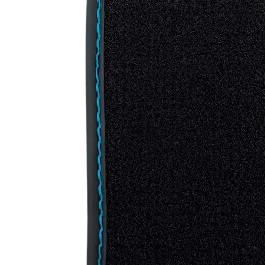 Black Leather Floor Mats for Lamborghini Urus S with Sky Blue Leather Accent