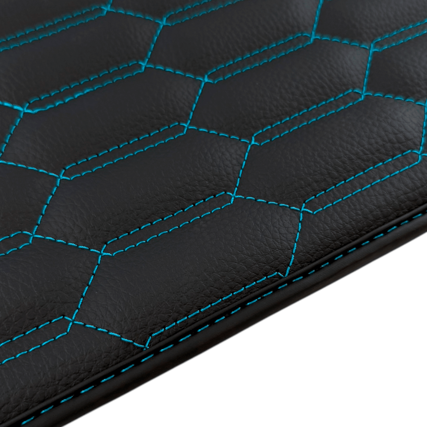 Black Leather Floor Mats for Lamborghini Urus S with Sky Blue Leather Accent