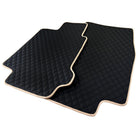Black Stitched Leather Floor Mats for Maserati GranCabrio Sport (2011-2019) | Beige Trim - AutoWin