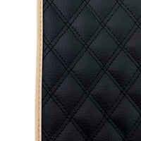 Black Stitched Leather Floor Mats for Maserati GranCabrio Sport (2011-2019) | Beige Trim - AutoWin