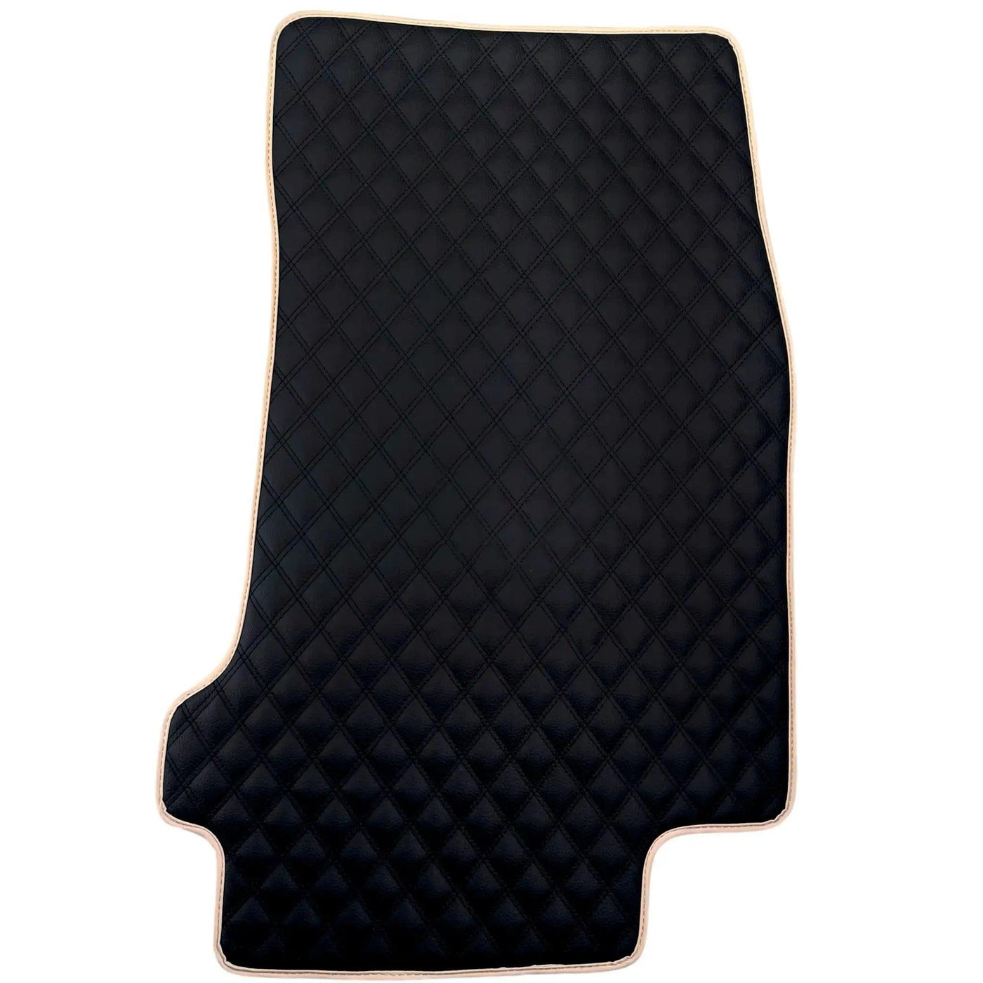 Black Stitched Leather Floor Mats for Maserati GranTurismo MC (2009-2010) | Beige Trim - AutoWin