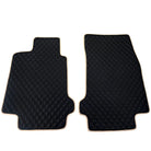 Black Stitched Leather Floor Mats for Maserati GranTurismo MC (2009-2010) | Beige Trim - AutoWin