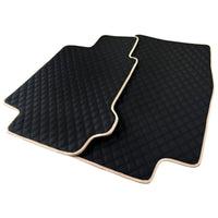 Black Stitched Leather Floor Mats for Maserati GranTurismo Sportline (2009-2019) | Beige Trim - AutoWin