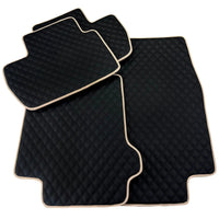 Black Stitched Leather Floor Mats for Maserati GranTurismo Sportline (2009-2019) | Beige Trim - AutoWin