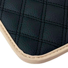 Black Stitched Leather Floor Mats with Logo for Maserati GranTurismo MC Stradale (2011-2015) | Beige Trim - AutoWin