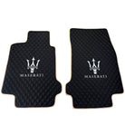 Black Stitched Leather Floor Mats with Logo for Maserati GranTurismo Sport (2012-2019) | Beige Trim - AutoWin